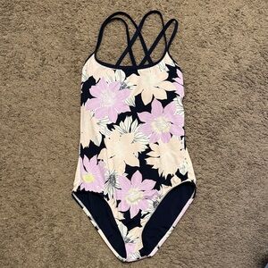 Carve Designs Navy One-Piece Swimsuit with Pink & Cream Floral Print